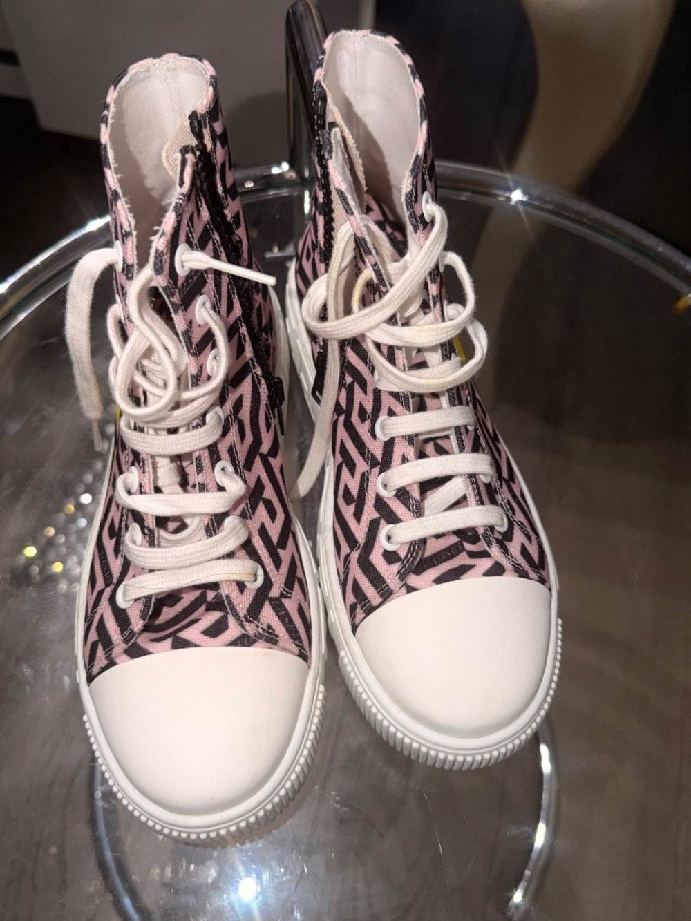 Versace Greca Medusa High-Top Sneakers Pink Black – Size 38